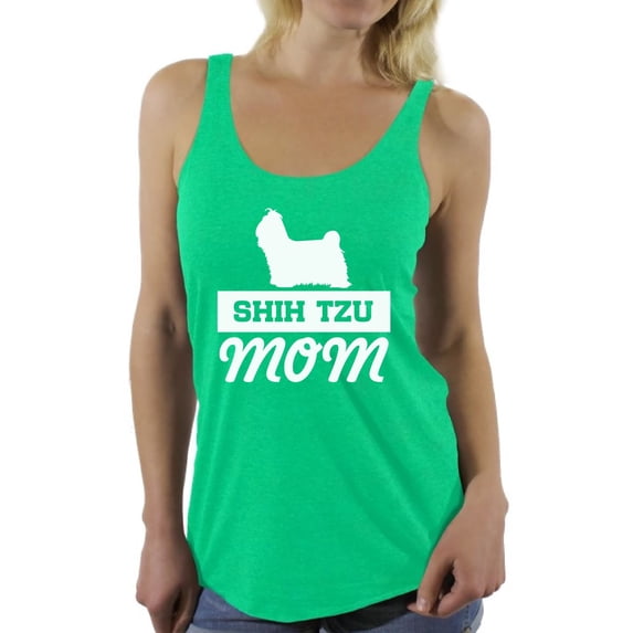 Awkward Styles Women's Shih Tzu Mom Graphic Racerback Tank Tops Funny Little Lion Mom
