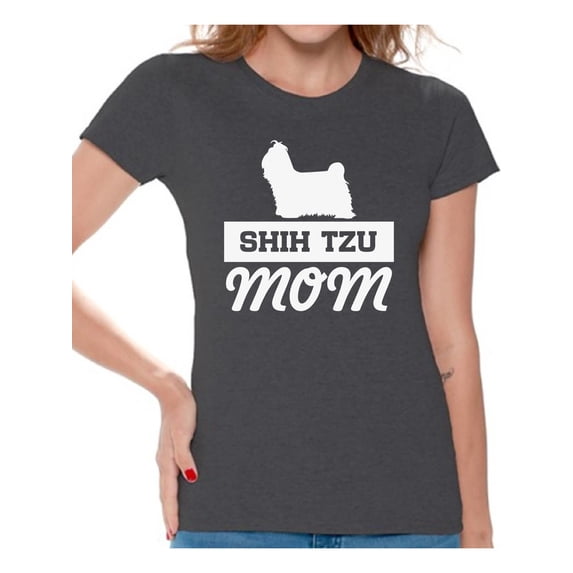 Awkward Styles Women's Shih Tzu Mom Graphic T-shirt Tops Funny Little Lion Mom