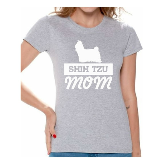 Awkward Styles Women's Shih Tzu Mom Graphic T-shirt Tops Funny Little Lion Mom