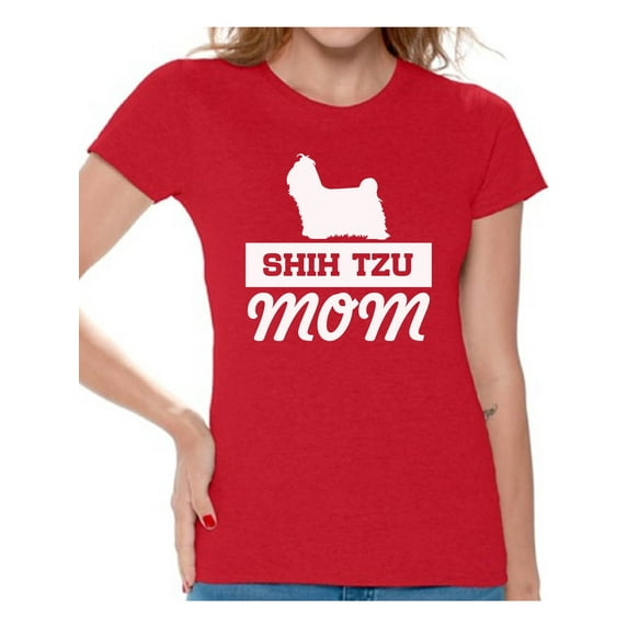 Awkward Styles Women's Shih Tzu Mom Graphic T-shirt Tops Funny Little Lion Mom