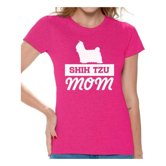 Awkward Styles Women's Shih Tzu Mom Graphic T-shirt Tops Funny Little Lion Mom