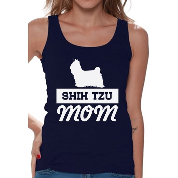 Awkward Styles Women's Shih Tzu Mom Graphic Tank Tops Funny Little Lion Mom