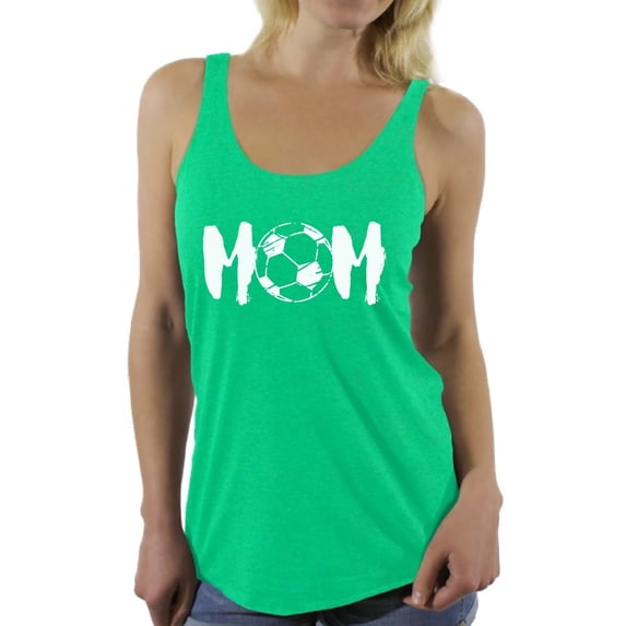 Awkward Styles Women's Soccer MOM Motherhood Graphic Racerback Tank Tops White Sport Mom Gift Idea