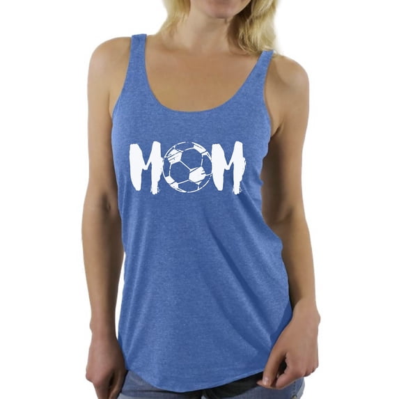 Awkward Styles Women's Soccer MOM Motherhood Graphic Racerback Tank Tops White Sport Mom Gift Idea
