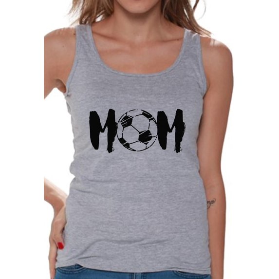 Awkward Styles Women's Soccer MOM Mothering Graphic Tank Tops Black Sport Mom Mother's Day Gift