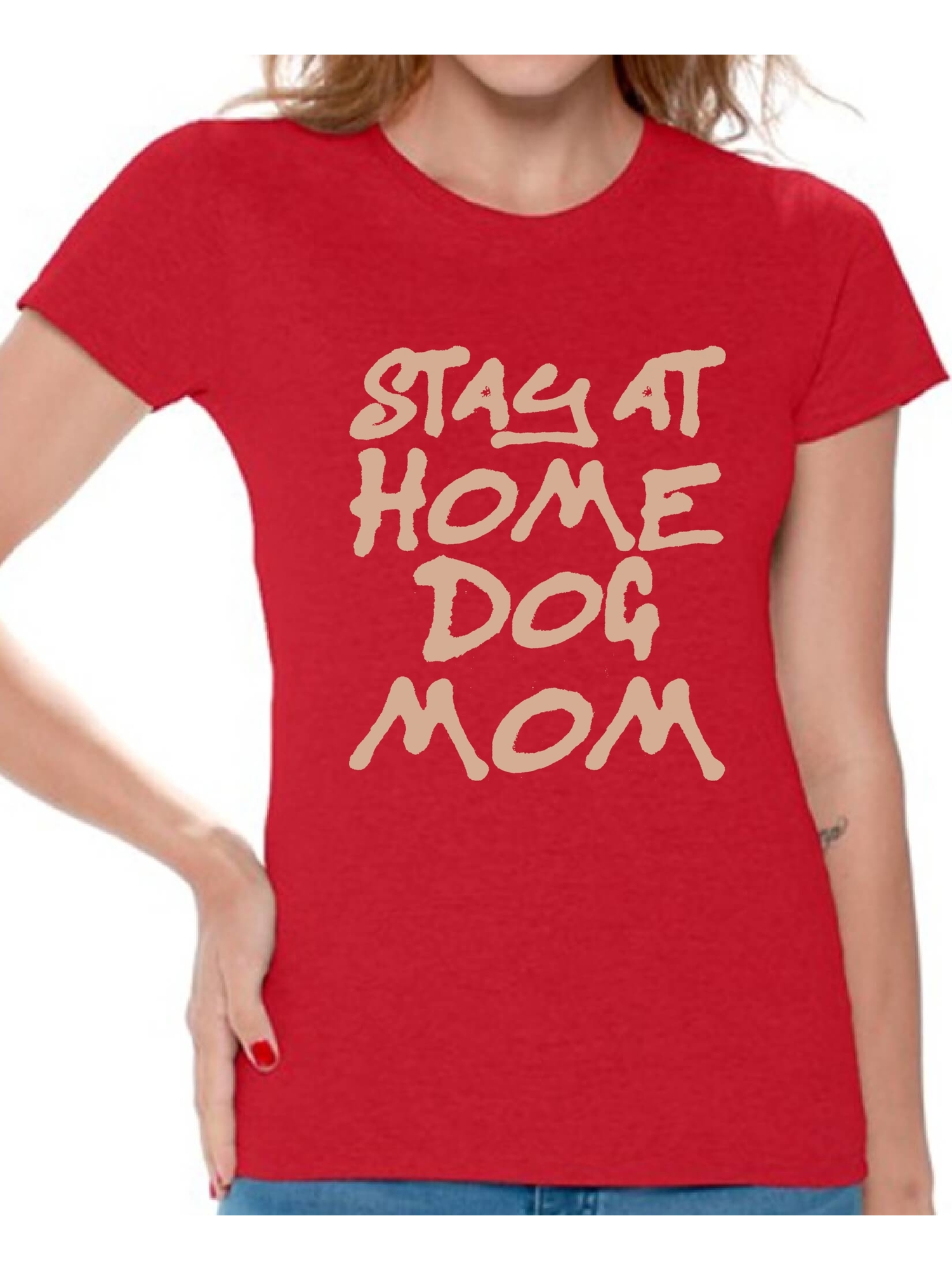 Awkward Styles Women's Stay At Home Dog Mom Graphic T-shirt Tops For Dog Lovers - image 1 of 4