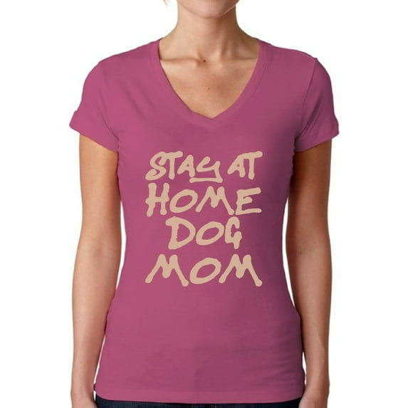 Awkward Styles Women's Stay At Home Dog Mom V-neck T-shirt For Dog Lovers