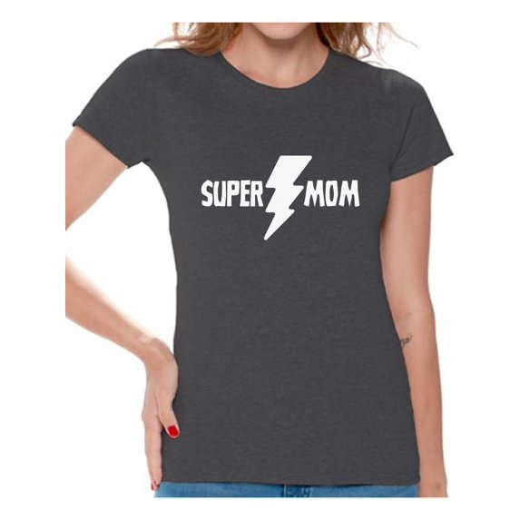 Awkward Styles Women's Super Mom Mothering Graphic T-shirt Tops Gift For Mom