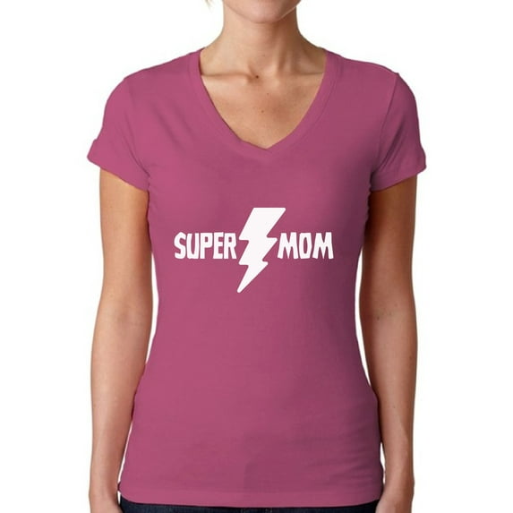 Awkward Styles Women's Super Mom Mothering V-neck T-shirt Gift For Mom