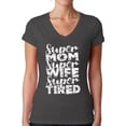 thumbnail image 1 of Awkward Styles Women's Super Mom Super Wife Super Tired V-neck T-shirt White Mother's Day Gift, 1 of 4