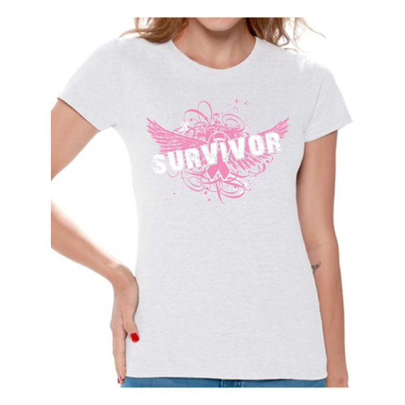 Awkward Styles Women's Survivor Graphic T-shirt Tops Breast Cancer Awareness