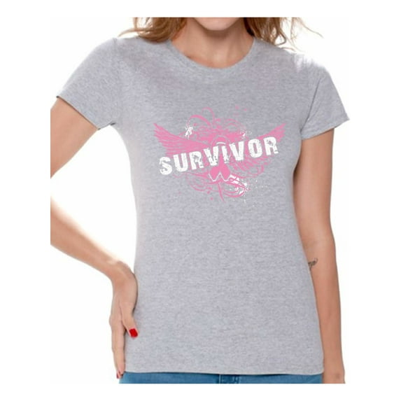 Awkward Styles Women's Survivor Graphic T-shirt Tops Breast Cancer Awareness