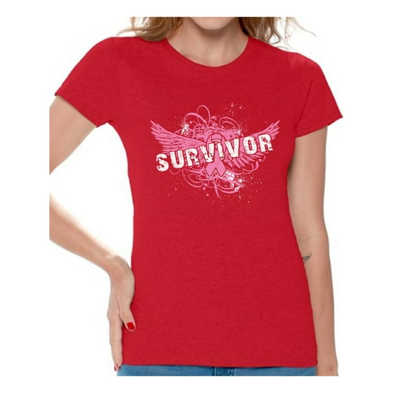 Awkward Styles Women's Survivor Graphic T-shirt Tops Breast Cancer Awareness