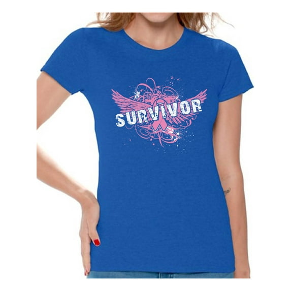 Awkward Styles Women's Survivor Graphic T-shirt Tops Breast Cancer Awareness