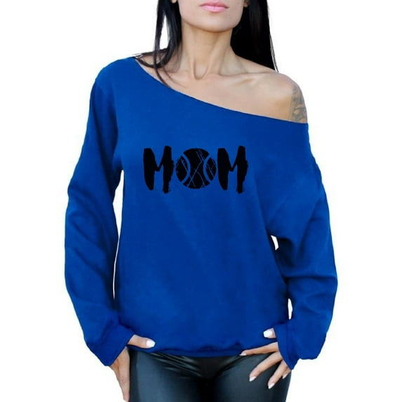 Awkward Styles Women's Tennis MOM Graphic Off Shoulder Tops Oversized Sweatshirt Black Sport Mom's Gift Mother's Day