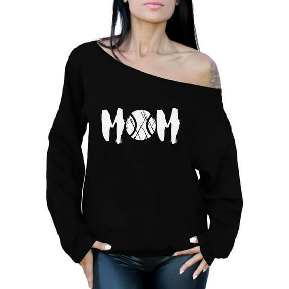 Awkward Styles Women's Tennis MOM Sport Mom's Graphic Off Shoulder Tops Oversized Sweatshirt White Mothering Mother's Day