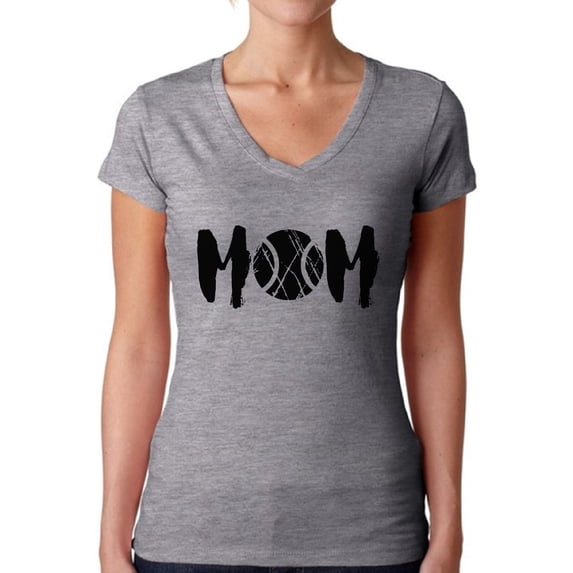Awkward Styles Women's Tennis MOM V-neck T-shirt Black Sport Mom's Gift Mother's Day