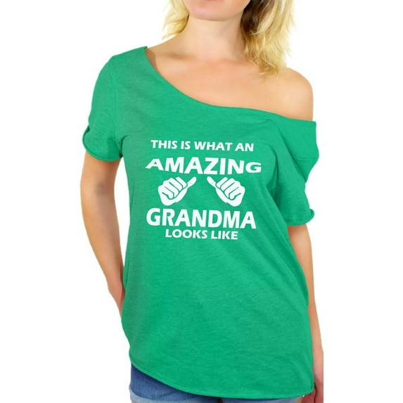 Awkward Styles Women's This Is What An Amazing Grandma Looks Like Graphic Off Shoulder Tops T-shirt