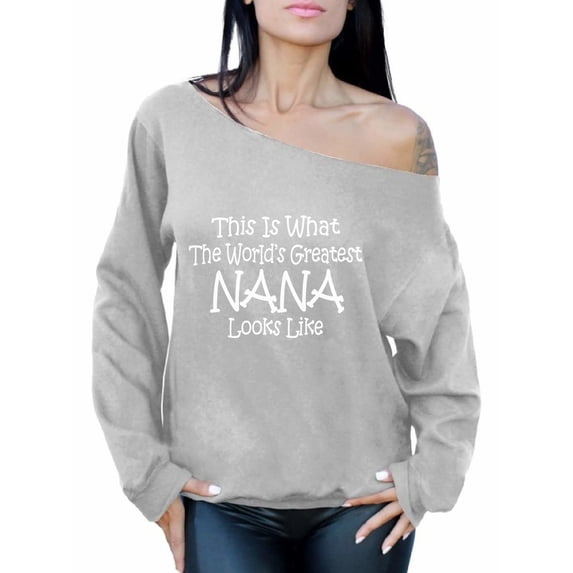 Awkward Styles Women's This Is What The World`s Greatest Nana Looks Like Graphic Off Shoulder Tops Oversized Sweatshirt