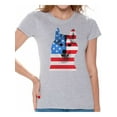 thumbnail image 1 of Awkward Styles Women's USA Flag American Husky Dog Lover`s Graphic T-shirt Tops Independence Day, 1 of 4