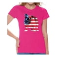 thumbnail image 1 of Awkward Styles Women's USA Flag Bulldog American Patriotic Graphic T-shirt Tops 4th Of July Gifts, 1 of 4