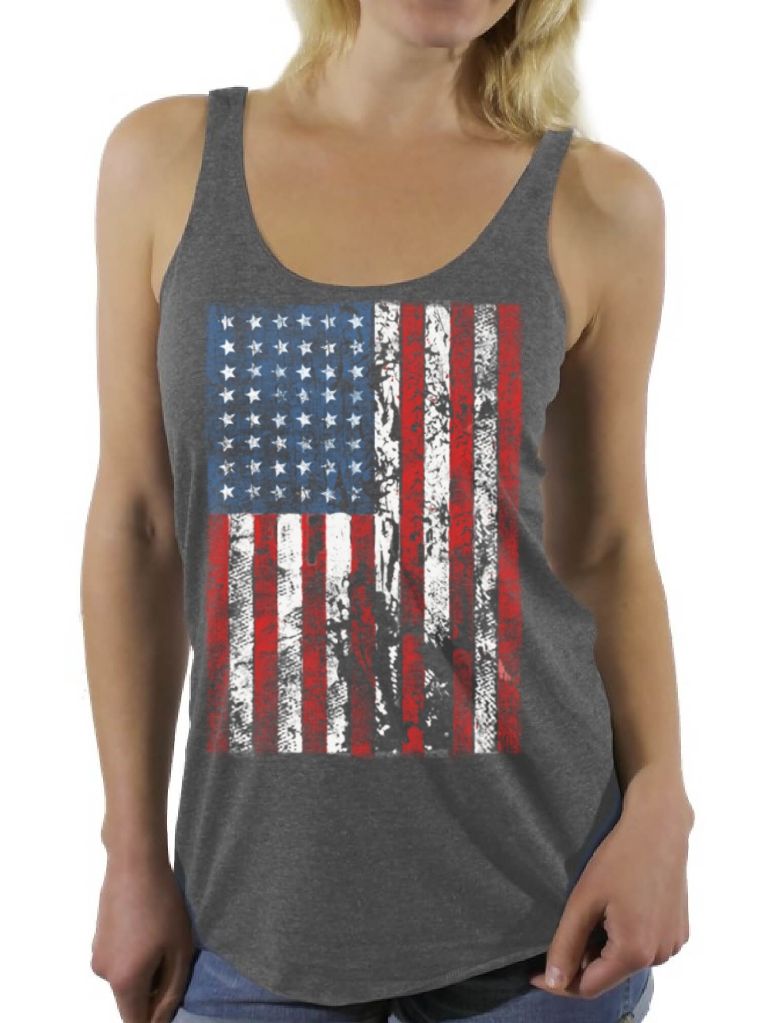 Awkward Styles Women's USA Flag Distressed Graphic Racerback Tank Tops 4th of July Independence Day - image 1 of 4