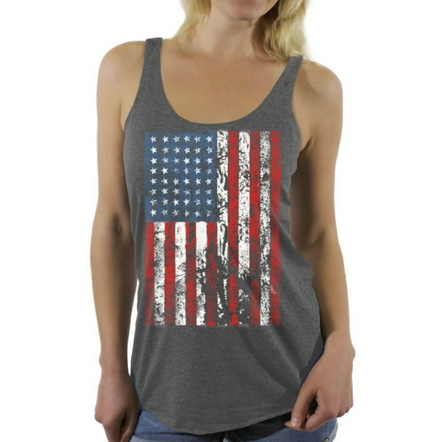 Awkward Styles Women's USA Flag Distressed Graphic Racerback Tank Tops 4th of July Independence Day