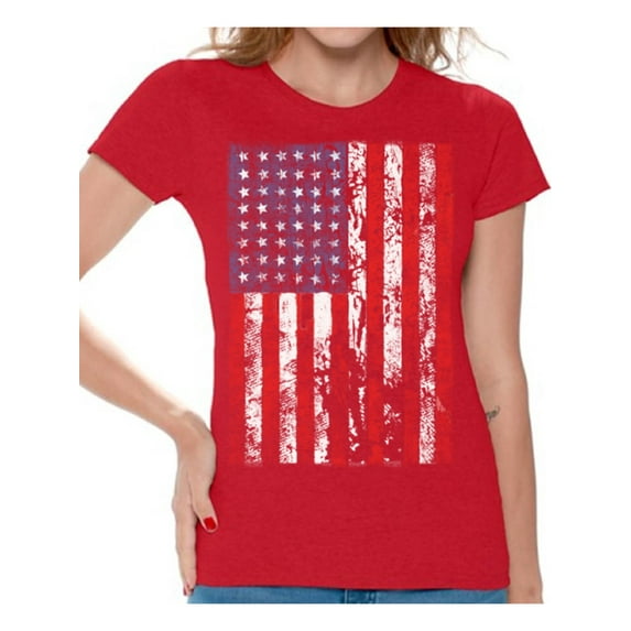 Awkward Styles Women's USA Flag Distressed Graphic T-shirt Tops 4th of July Independence Day
