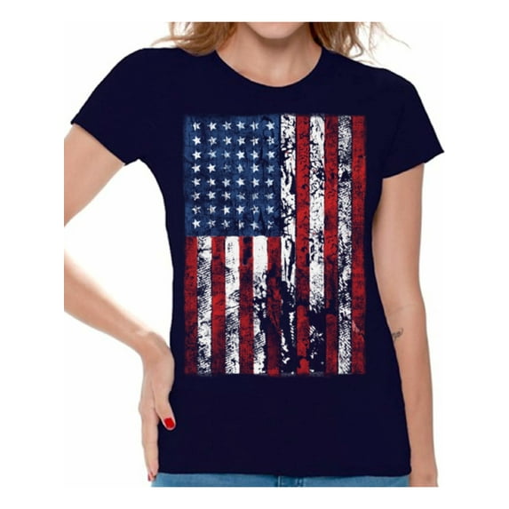 Awkward Styles Women's USA Flag Distressed Graphic T-shirt Tops 4th of July Independence Day