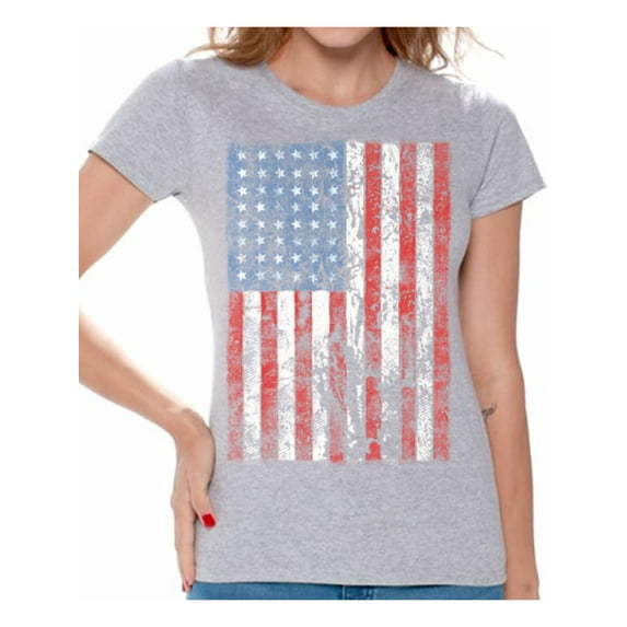 Awkward Styles Women's USA Flag Distressed Graphic T-shirt Tops 4th of July Independence Day