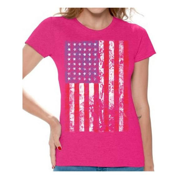 Awkward Styles Women's USA Flag Distressed Graphic T-shirt Tops 4th of July Independence Day