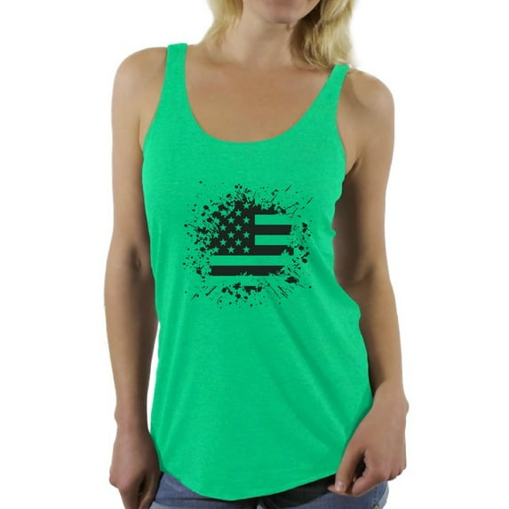 Awkward Styles Women's USA Flag Graphic Racerback Tank Tops Black and White Patriotic