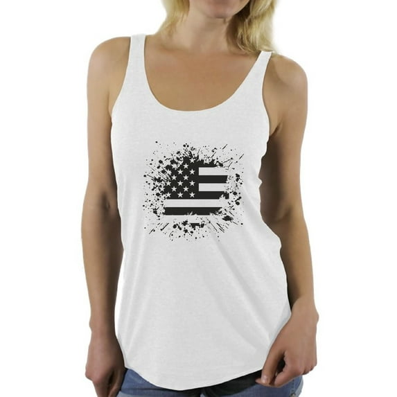 Awkward Styles Women's USA Flag Graphic Racerback Tank Tops Black and White Patriotic