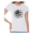 thumbnail image 1 of Awkward Styles Women's USA Flag Graphic T-shirt Tops Black and White Patriotic, 1 of 4