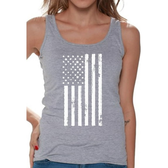 Awkward Styles Women's USA Flag Patriotic Graphic Tank Tops White Independence Day 4th of July