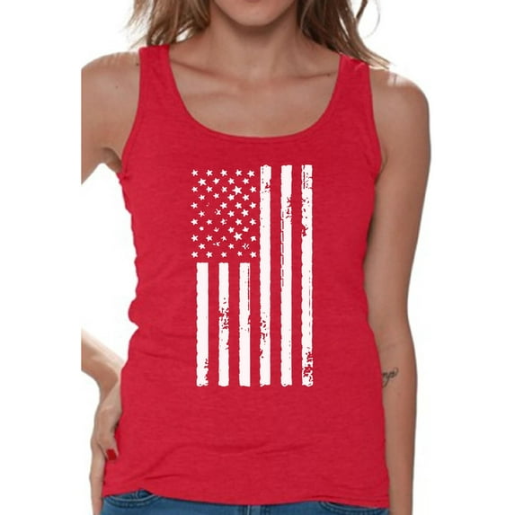 Awkward Styles Women's USA Flag Patriotic Graphic Tank Tops White Independence Day 4th of July