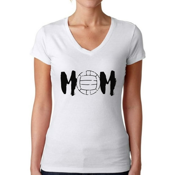 Awkward Styles Women's Volleyball MOM Sport V-neck T-shirt Black Mother's Day