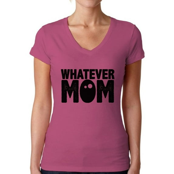 Awkward Styles Women's Whatever Mom Funny V-neck T-shirt Black Mother's Day
