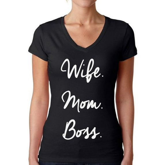 Awkward Styles Women's Wife Mom Boss V-neck T-shirt Mother's Day Gift