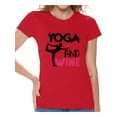 thumbnail image 1 of Awkward Styles Women's Yoga and Wine Graphic T-shirt Tops Workout Top, 1 of 4