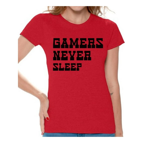 Awkward Styles Womens Graphic Shirts Women's Graphic T-shirts Women's Graphic Tees for Sarcastic Funny Humor Gamers Never Sleep Shirt Womens Novelty Geek Shirts
