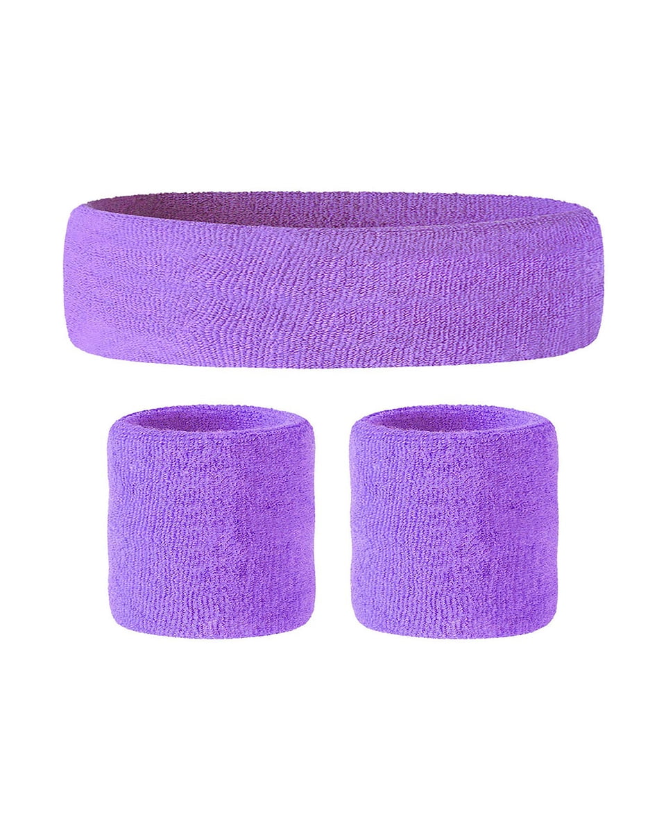 KOMUNJ 80s Sweatband Set – Stirnband & Armbänder In Neon Grün | Retro-Fitness-Set Für Partys, Sport & Team-Events