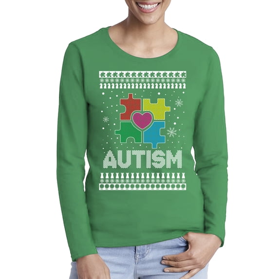 Awkward Styles Xmas Autism Christmas Sweater Long Sleeve T-shirt For Women