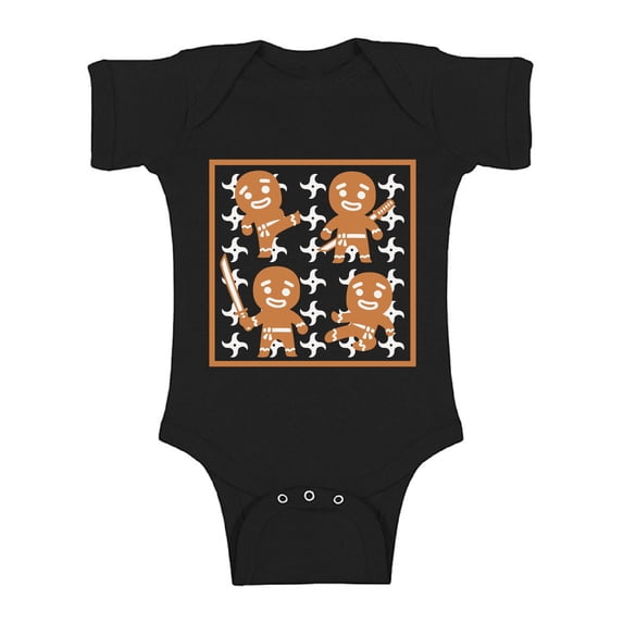 Awkward Styles Xmas Baby Outfit Bodysuit Gingerbread Ninja Christmas Pattern Romper