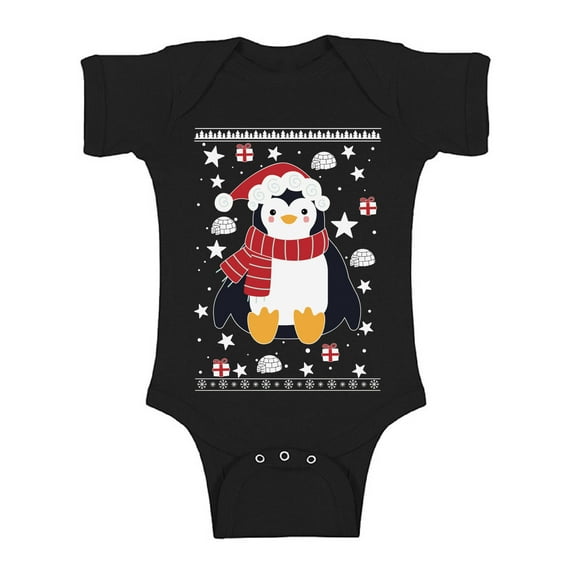 Awkward Styles Xmas Baby Outfit Bodysuit Penguin Christmas Pattern Romper