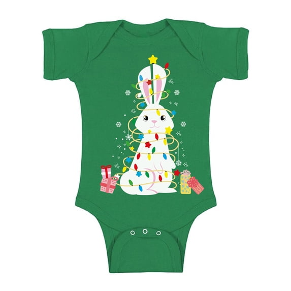 Awkward Styles Xmas Baby Outfit Bodysuit Rabbit Christmas Tree Romper