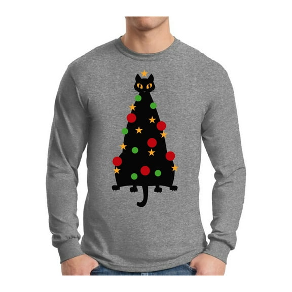 Awkward Styles Xmas Cat Christmas Sweater Long Sleeve Tshirt For Men