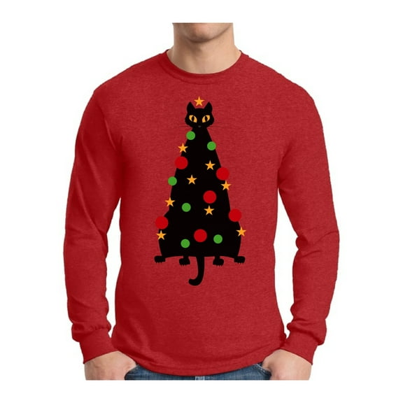 Awkward Styles Xmas Cat Christmas Sweater Long Sleeve Tshirt For Men
