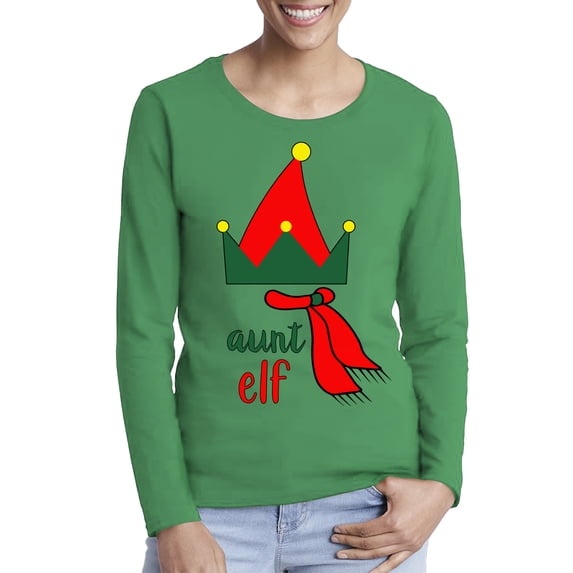 Awkward Styles Xmas Elf Aunt Christmas Sweater Long Sleeve T-shirt For Women