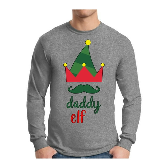 Awkward Styles Xmas Elf Daddy Christmas Sweater Long Sleeve T-shirt For Men